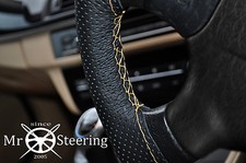 FOR VAUXHALL CORSA C 00+ PERFORATED LEATHER STEERING WHEEL COVER CREAM DOUBLE ST
