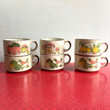 Ceramic Soup Mugs x 6 Vintage 1970s Shell Petrol Station Promo Country Cottage