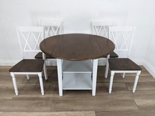 DINING SUITE 4 Chairs 1 Drop Leaf Extendable Table 1 Sideboard Shelved Cupboard