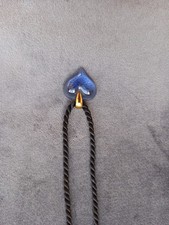 Lalique Blue crystal heart pendant on black silk cord