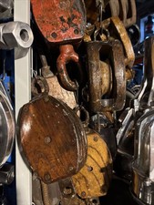 Vintage Wooden Pulley Block Approximately 25 Cm Marine Salvage