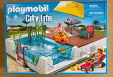 Playmobil City Life Swimming Pool With Terrace Toy Playset