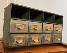  DESK TOP INDUSTRIAL WW11 ERA BRITISH ARMY STEEL WORKSHOP INDUSTRIAL DRAWERS