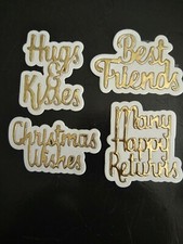 8 pce word Hugs Kisses Christmas Best wishes happy returns cutting die cutter uk
