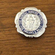 Vintage General Nursing Council For England & Wales 1963 Nurses Silver Badge