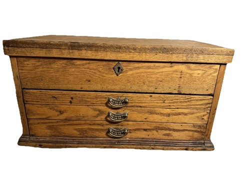Antique oak machinist chest - oak,