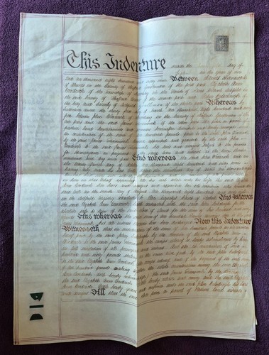 1869 vellum indenture james - indenture,,