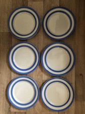 T G Green Cornishware Blue And White Salad/ Breakfast Plates 22cm Diameter.