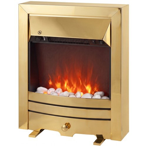 Gold tone electric fireplace - gold,