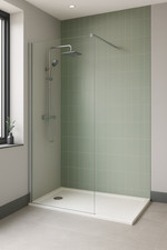 Wet Room Shower Screen 2000mm 8mm Clear Glass Polished Chrome Profile Flipper
