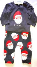 Baby Boy Girl Kids Christmas Santa I Believe 2 Piece Set Pyjamas Pj's 0-3 Months