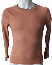 Primark - Pink Long Sleeved, Crew - Neck Ribbed T-Shirt  Size XS