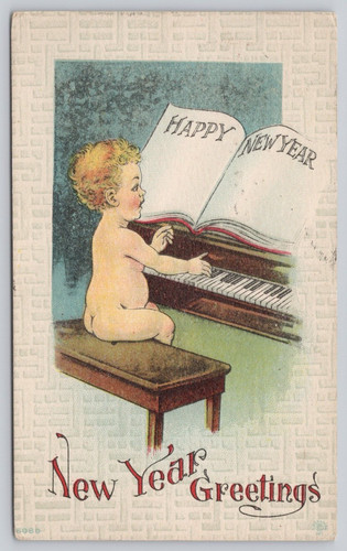 Postcard new year greetings - new,