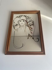 Vintage Retro 70s Mirror Boho Pretty Girl Woman with Hat 