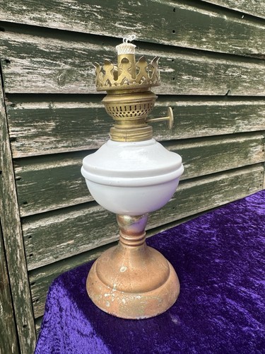 Vintage oil lamp with milk - vintage,