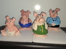 Set 4 NatWest Pigs, Wade Ceramic Piggy Banks, Mint Condition, Original Stoppers