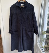 Toast Women’s Navy Corduroy Smock Dress Long Sleeve Pockets Oversized Midi 