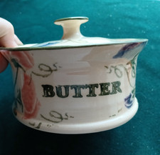 Eden pottery butter dish spongeware Irish Millisle studio sweetpea