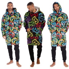 Mens Wearable Blanket Hoodie Warm Big Jumper Gaming Gamer Design with Pockets