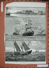 Old Antique Print 1886 Boston