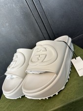 Gucci Women’s Interlocking GG Off White Platform Sliders Size 5UK/EU38