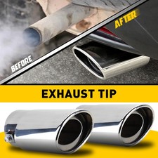 2x Stainless Steel Round Exhaust Pipe Tail Muffler Auto Car Chrome Accessories