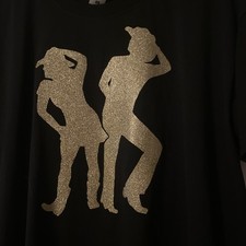 Med Men’s/uni.country/ Line Dance T-shirt Black . Gold Sparkly Cowgirl/cowgirl