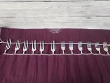 Mappin And Web Silver Fork Set With Purple Protective Travel Wrap. PB