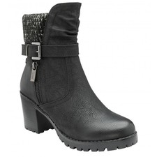 LOTUS - JODIE | Womens/Ladies Mid Block Heeled Zip Up Ankle Boot Black