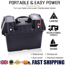 ELECTRIC OUTBOARD BATTERY BOX CARRIER WITH USB CHARGER, BREAKER & 12V SOCKET