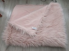 NEXT BABY LIGHT PINK FAUX FUR FLUFFY SNUG FAUX FUR BED & SOFA 125 X 160 THROW CM