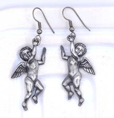 Vintage cupid earrings jj - cupid,