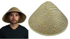 Asian Chinese Japanese Oriental Garden Conical Bamboo Rice Farmer Coolie Hat