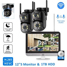 12'' Monitor 16CH NVR Wireless CCTV System 8MP 5G PTZ Security Camera Audio 1TB
