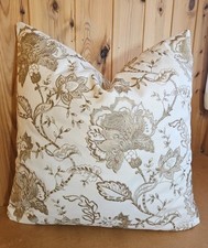 New Handmade Bill Beaumont Sandringham Natural 20" Sq Embroidered Cushion Cover