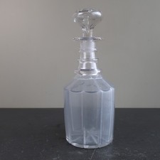 Georgian 3 Ring Panel Cut Glass Spirit Decanter
