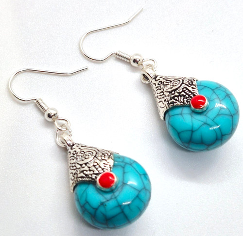 Turquoise tibetan style large - tibetan,