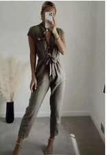 ZARA KHAKI LINEN BLEND LONG