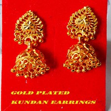 New Gold Plated Earring Indian Jhumka Drop Dangle Chandelier Bollywood Jewelry