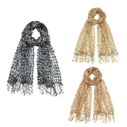 Shimmering tassels stole scarf - tassels,