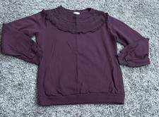FatFace purple long-sleeved top/sweatshirt with a crochet or lace collar Size 10
