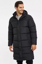 Spindle Mens Hooded Padded Long Puffer Coat Winter Longline Jacket