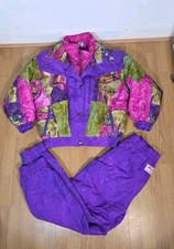 Ladies Vintage C&A rodeo Ski Jacket Suit Trousers UK 12 Retro Neon Fancy Dress 