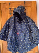 FAT FACE Women’s Packaway Poncho Navy with gold hunting pattern BNWOT One Size