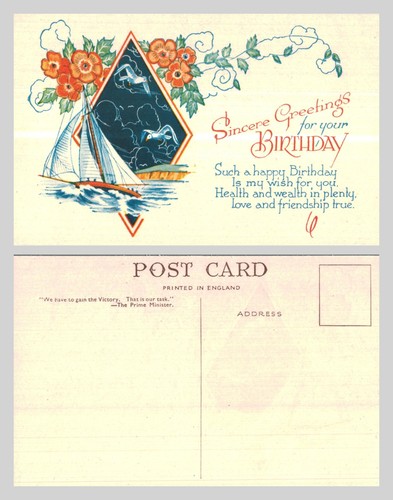 Vintage postcard birthday - vintage,