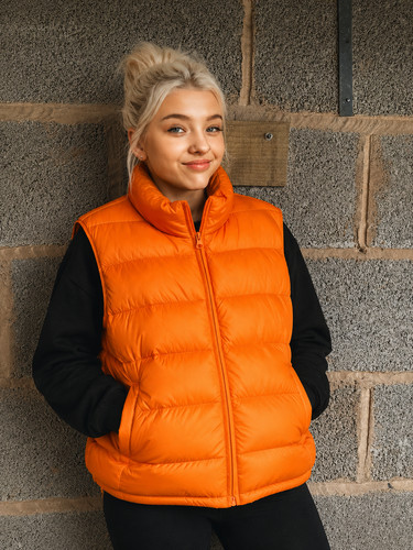 Women orange padded puffer - women's,