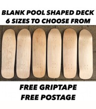 RAD BLANK POOL SKATEBOARD DECK - 4 SHAPES - 4 SIZES - OLD SKOOL 80S