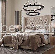 Wing back upholestered bed
