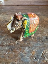 SOAPSTONE ELEPHANT ORNAMENT CARVED HAND PAINTED 65mm LONG