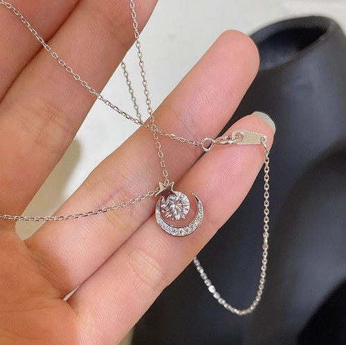Dainty moon star pendant - star,